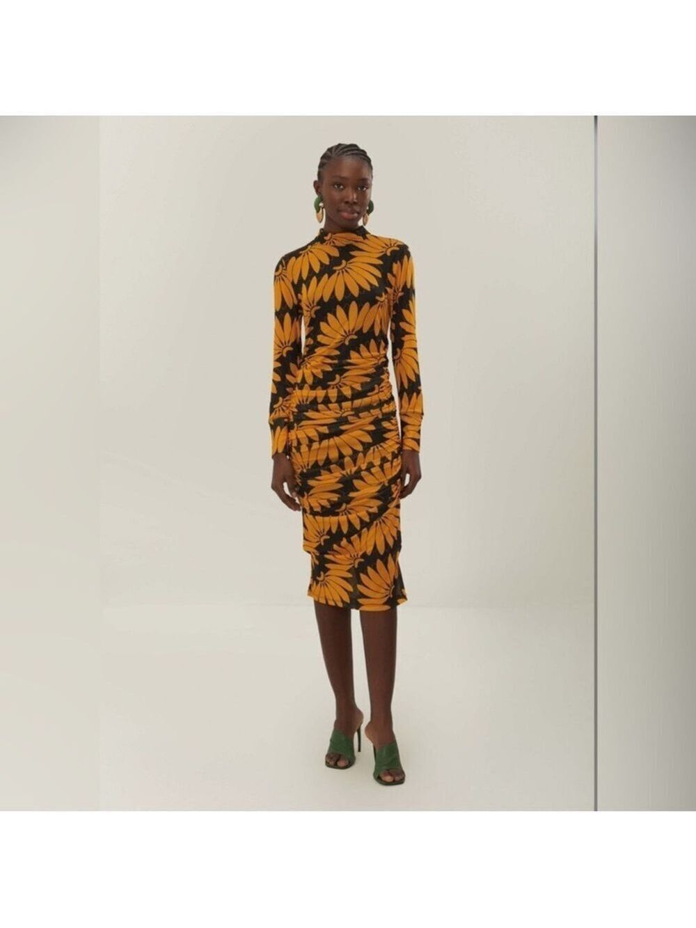 Farm Rio Yellow Copabanana Tulle Midi Dress